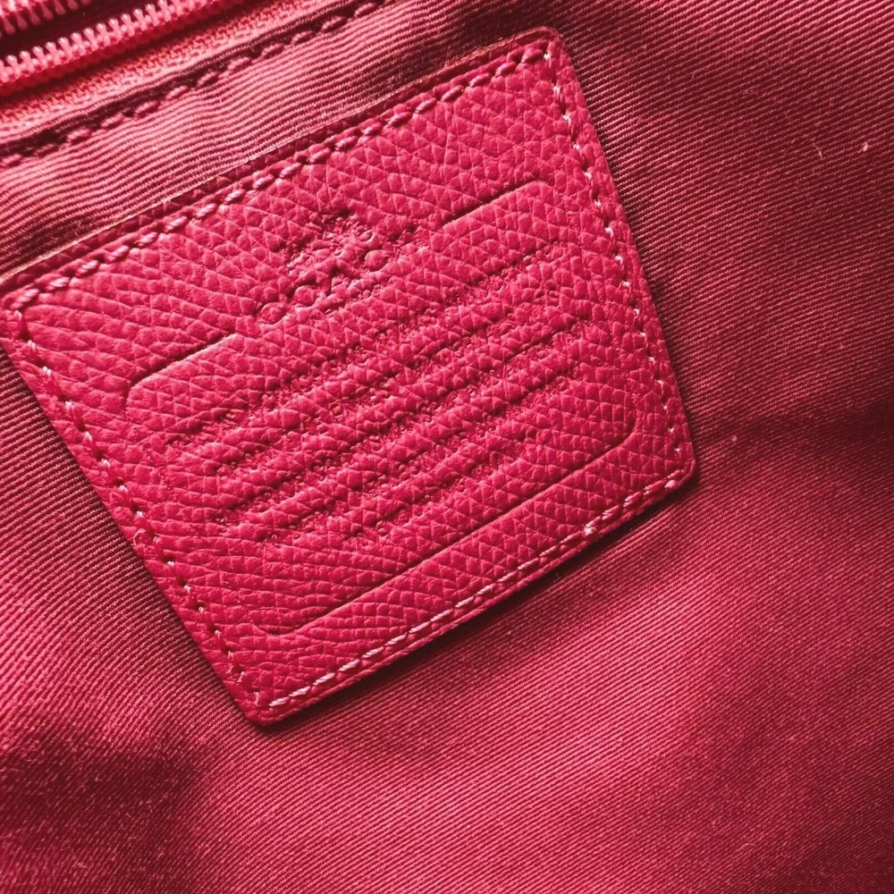 COACH Authentic Signature Shoulder Cross Body Bag Vegan Leather Brown Pink Purse